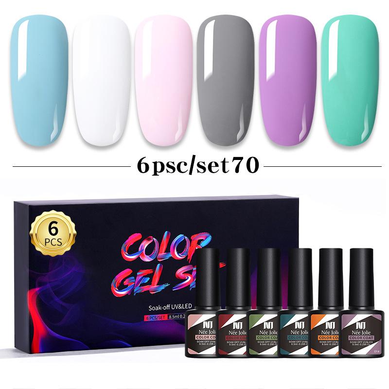 Набор клея для лака для ногтей 8 мл 6 бутылочек в коробке клей для дизайна ногтей Barbie японский цветной клей для ногтей клей для фототерапии
