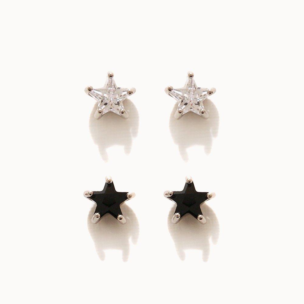 J.Lauren Star-Shaped Cubic Silver Earrings M03723