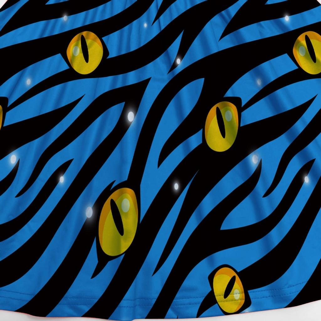 Детское платье с оборками с принтом аниме, мультяшных синих тигров, животных, монстров, костюмы для косплея на Хэллоуин