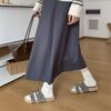 2025 new autumn and winter plush shoes casual outer wear thick-soled color matching one-word women's slippers