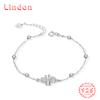 Lindon Women Zircon 925 Sterling Silver Jewelry Geometric Bead Chain Link Bracelet Fashion Fine Wedding Gift for Girlfriend