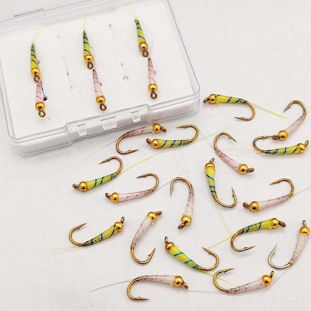 6/10 шт./набор - сухие мушки, наживка для ловли рыбы нахлыстом, нимфа Brasshead, белая и желтая наживка для ловли щуки, форели, лосося, окуня, нахлыстовые мушки - размеры № 10