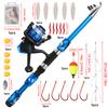FTK Complete Fishing Kit: 1.8m/5.91ft Lightweight Fibreglass Spinning Rod and Reel Combo Cool Pack - for Fresh and Salt Water, Hooks