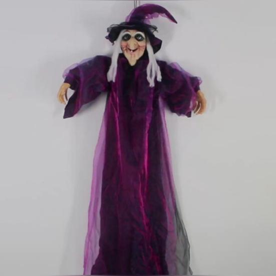 Украшение летающей ведьмы на Хэллоуин, наружная подвесная статуя ведьмы со светом, большая кричащая ведьма, реквизит для декора газона в саду и дворе