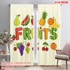 2pcs 2D Flat Printing Window Drapes Fruits Illustration Cartoon Design Polyester Fabric Without Electricity All Season Party &