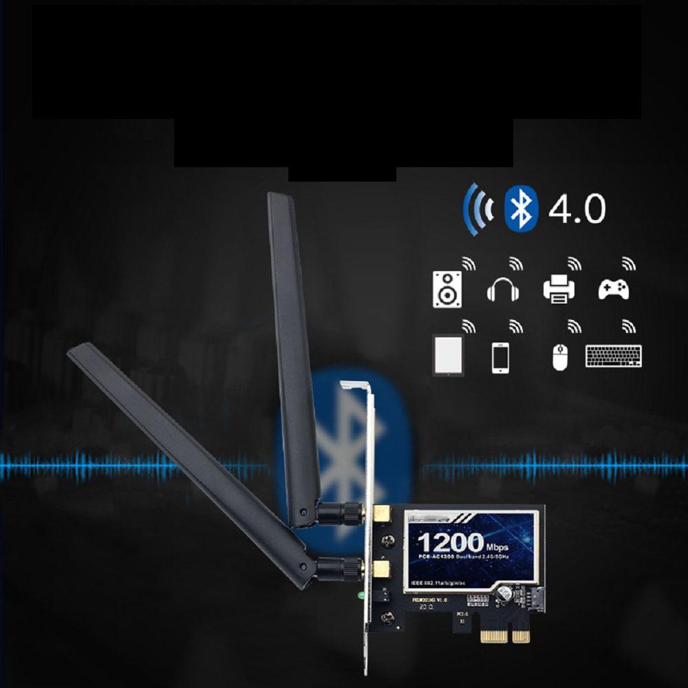 1200Mbps PCI-E WiFi Card 2.4G/5GHz Network Adapter Wireless Bluetooth Desktop PC