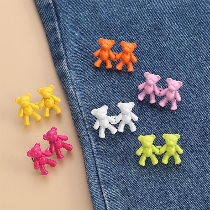 Пряжки для джинсов с мишкой из цинкового сплава, джинсовые брюки, Пряжка для уменьшения талии, полезные инструменты для талии, аксессуары для брюк