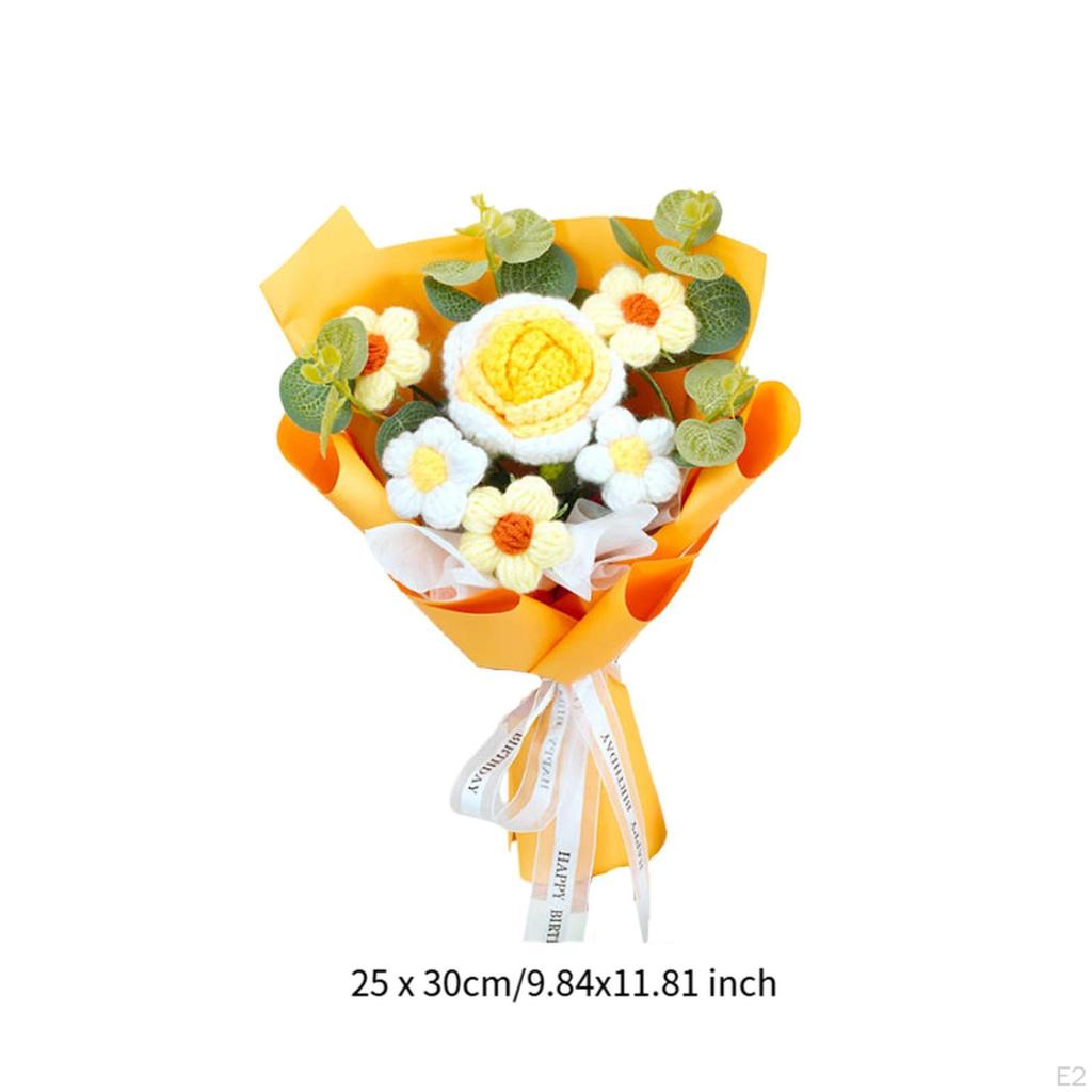 30cm Crochet Flowers Gift Bouquet Holiday Decoration Eternal Blessing for Valentines Day Versatile