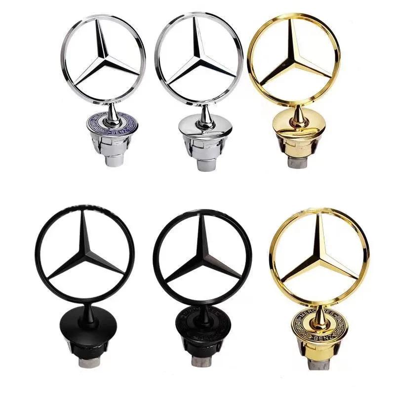 BWD1 Hot 2026 New For Benz 44mm 3D Metal Blue Chrome Star Bonnet Hood Emblem For Mercedes Benz W124 W212 W204 W205 W210 W220 W221 A18