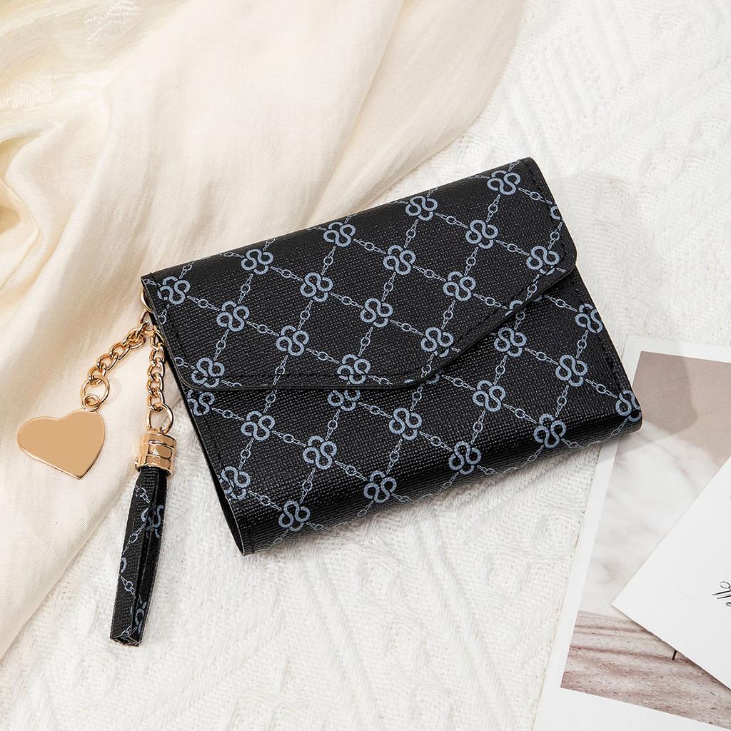 Новый женский шикарный ретро-кошелек для карт с модным принтом, многофункциональный короткий кошелек для монет из искусственной кожи, портативный ультратонкий маленький кошелек