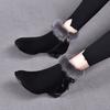 Suede matte leather small short boots round head middle heel fleece low-top autumn and winter fluffy cotton boots temperament fluffy low-heeled women