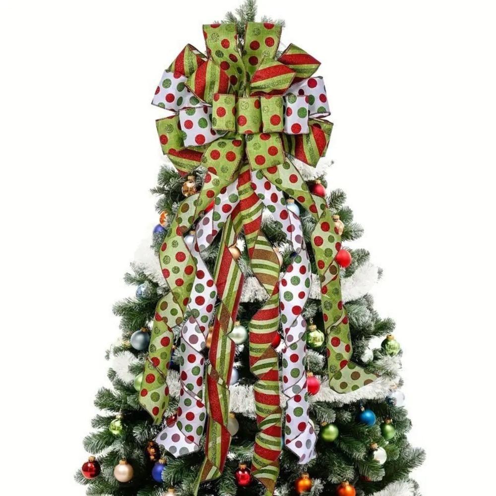 Large Green Bow Christmas Bow Ribbon Tree Topper Christmas Decorations  New Year Party