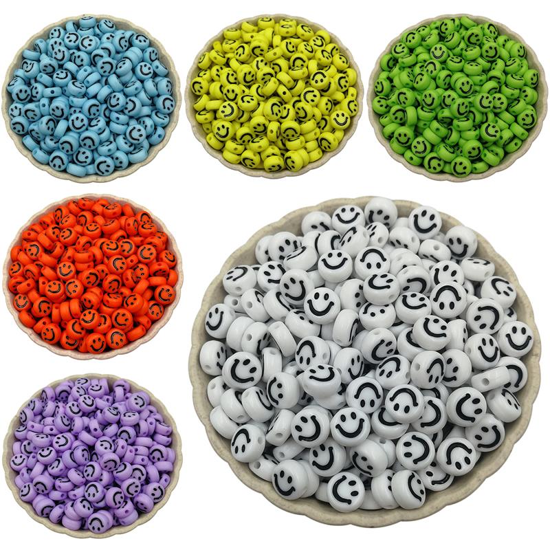 Круглые акриловые бусины-разделители, улыбающиеся бусины со смайликом, используемые в изготовлении ювелирных изделий своими руками, изготовление подвесок