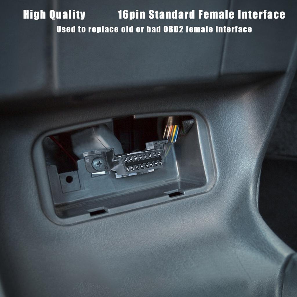 Кабель OBD2 С фиксированными клеммами Женская головка 16 контактов Полный набор игл Цветные провода J1962F Женский разъем Жгут OBDII
