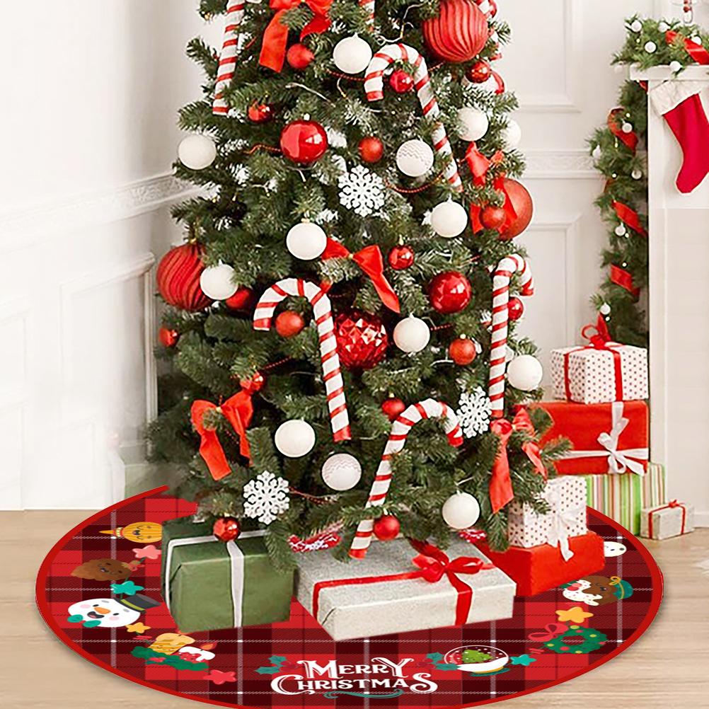 90cm Christmas Tree Skirt Brushed Cloth Carpet Personality Pattern New Year Christmas Tree Floor