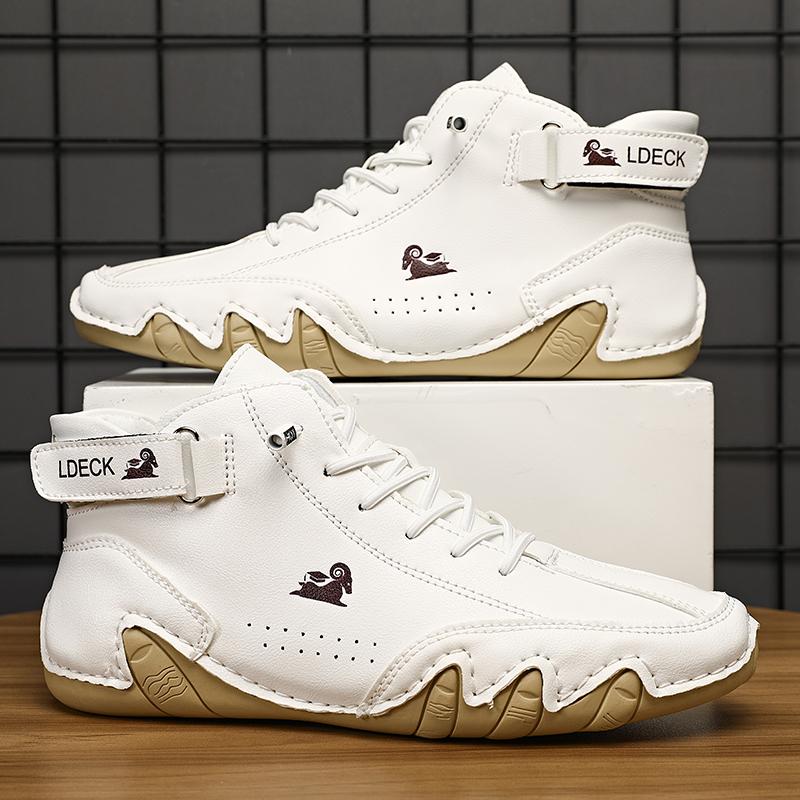 Итальянские замшевые ботинки ручной работы с застежкой, высокие плюшевые утепленные мужские повседневные туфли, хлопковая обувь, кожаные сапоги с носком, мужская зимняя обувь