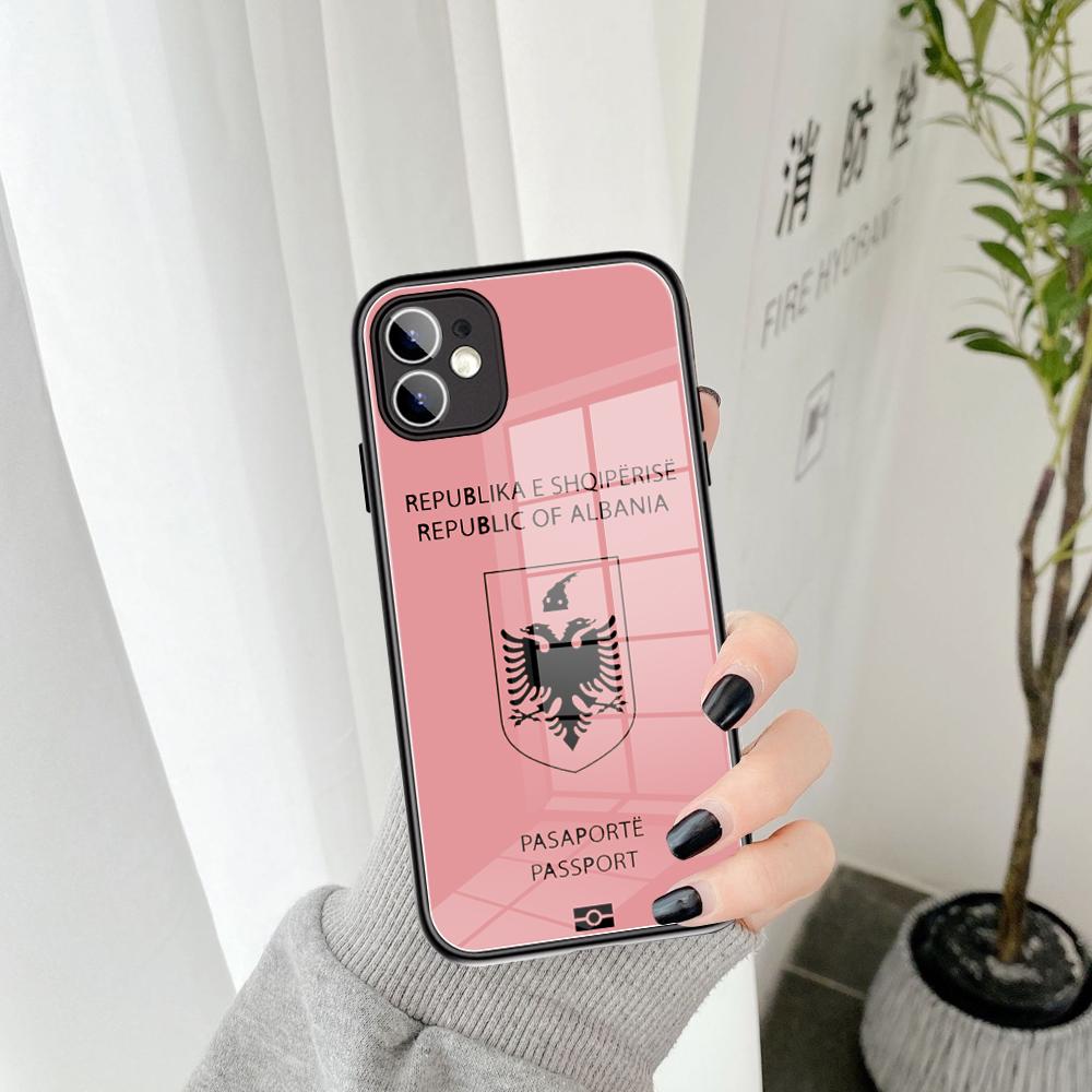 Для IPhone Албания паспорт чехол для телефона из закаленного стекла 15 14 13 11 12 14 Pro XR XS MAX 8 X 7 Plus SE 13 14 Pro мини-чехлы