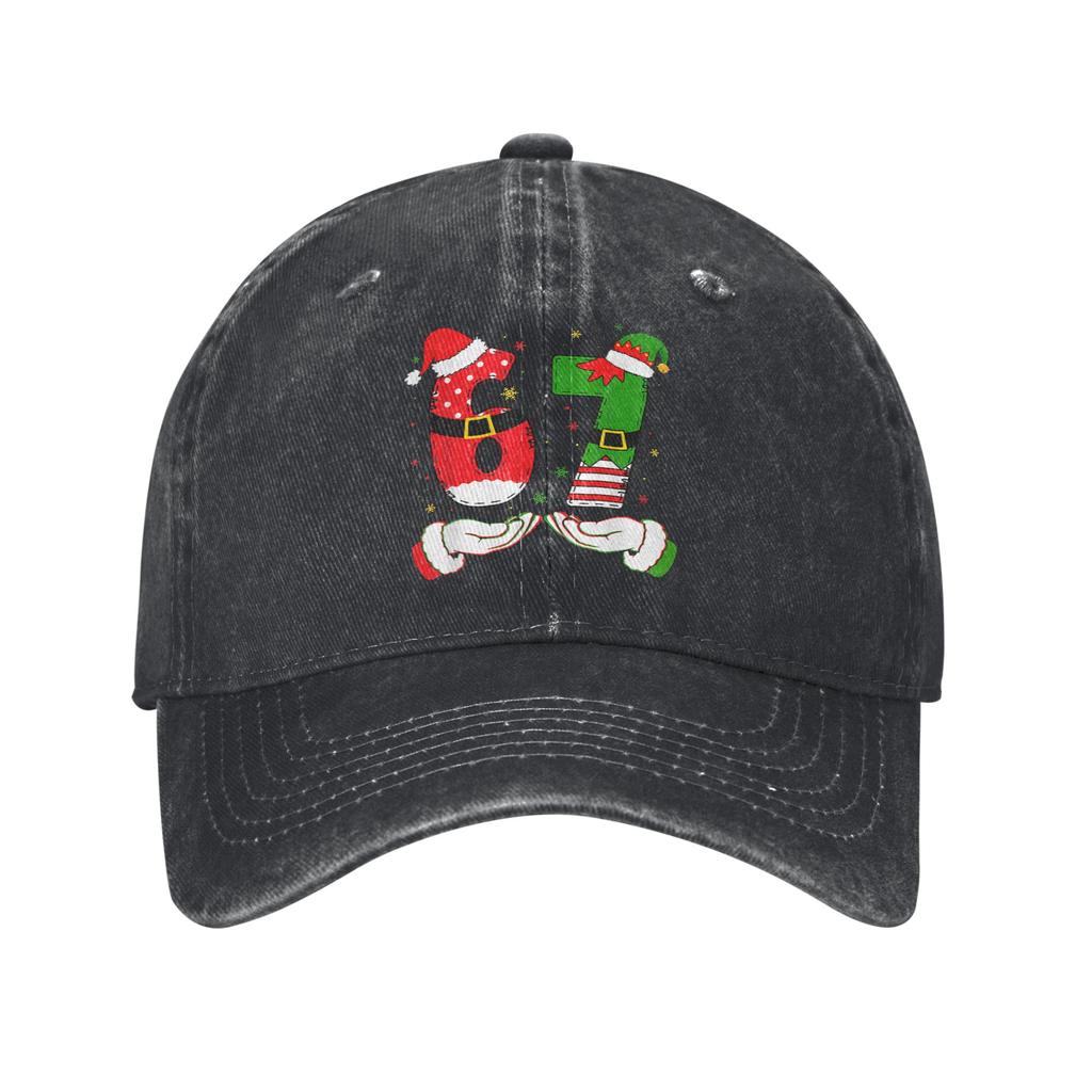 67 Meme Six Seven Christmas Washed Baseball Cap Fitted Retro Sun Trucker Hat Spring Unisex-Teens Outdoor Sports Baseball Caps