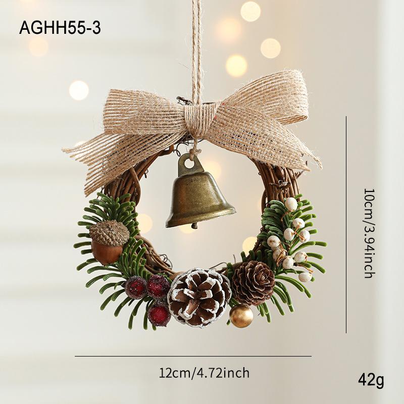 Christmas Jingle Bells Door Hanger Decor Butterfly Knot Pinecone Wreath Pendant Ornament Christmas Gift Home Decoration