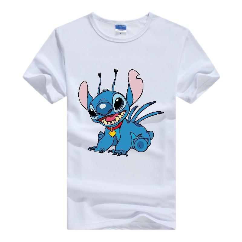 Casual Disney Cartoon Woman T-shirts Lilo Stitch Gothic Blouses Y2K Streetwear Tops Stich Grunge Men Clothing Summer Hippie Tees