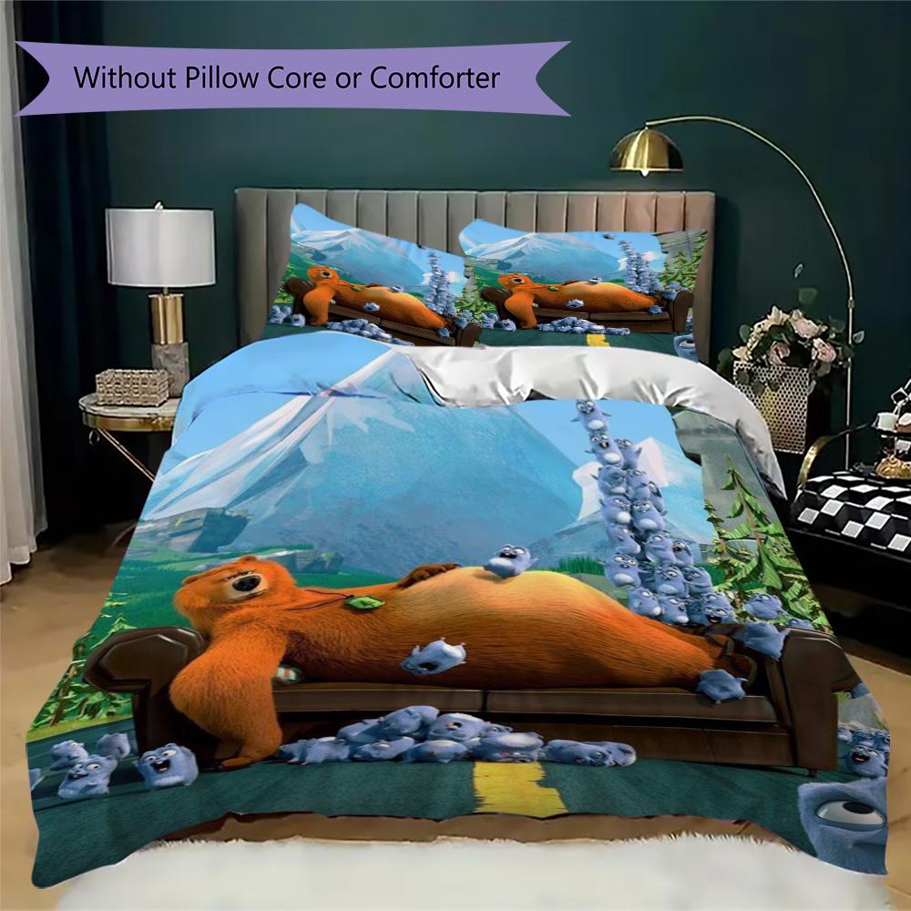 Grizzy and the Lemmings print Pattern Bedding,Quilt Set Quilt Cover Pillowcase Home Birthday Gift (1*duvet cover+2*pillowcase,without core)XSJT0917056