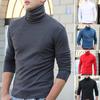 Men Layering Top High Collar Prevent Neck from Wind Highly Stretchy Slim Fit Solid Color Pullover Top for Sports Travel Office Daily Wear