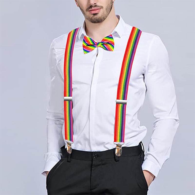 Классический комплект подтяжек и галстука-бабочки, регулируемые эластичные подтяжки с Y-образной спинкой шириной 2,5 см и 3 зажимами, тканый предварительно завязанный галстук-бабочка шириной 12 см, один размер для мужчин и женщин
