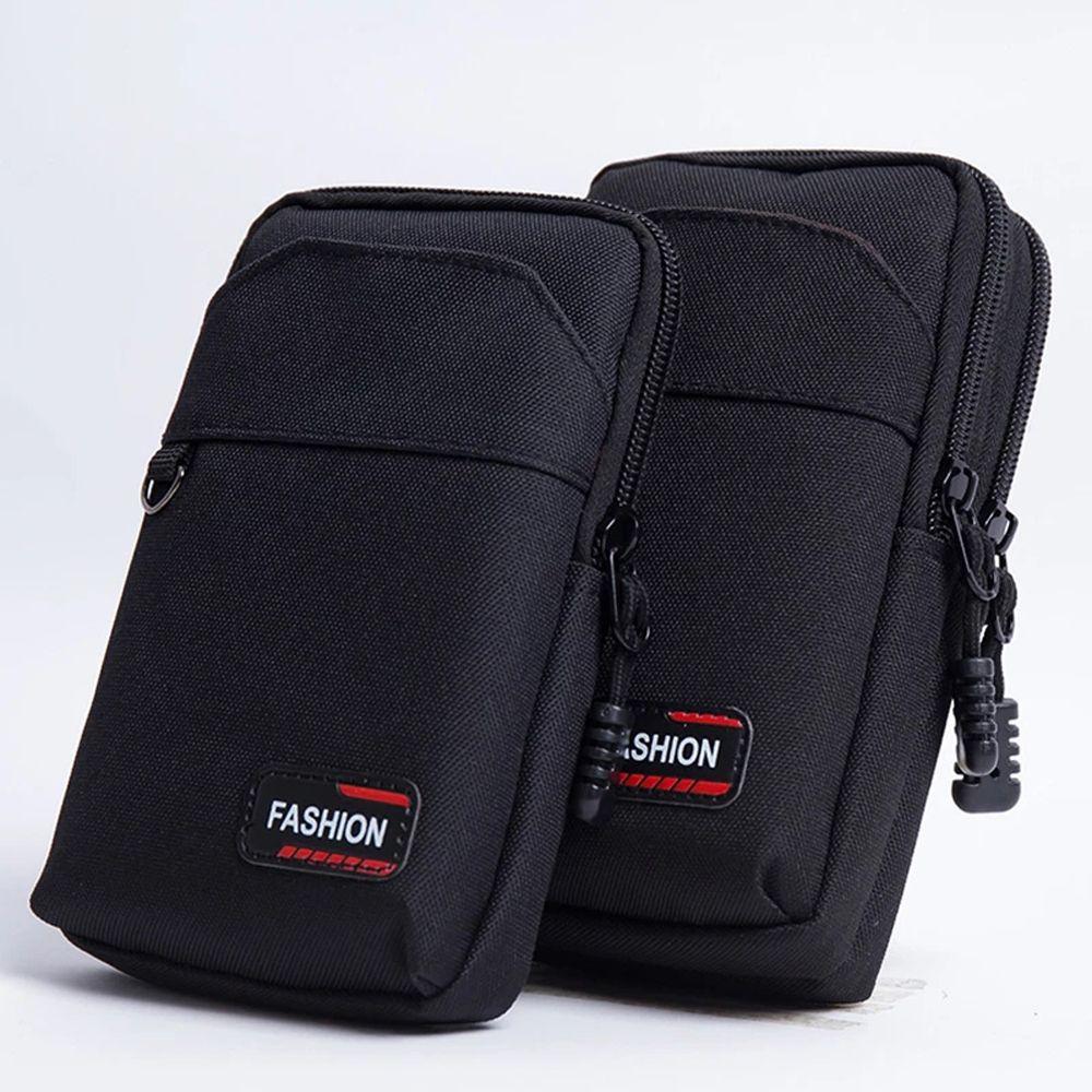 Nylon Colth Single/Double Layer Mobile Phone Bags Waist Fanny Pack Belt Waist Bag Men Phone Pouch