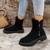 Женская обувь Толстые плюшевые зимние ботинки Женские новые из искусственной замши Нескользящие женские ботинки Сохраняют тепло Хлопковая подкладка Обувь на платформе Ботильоны