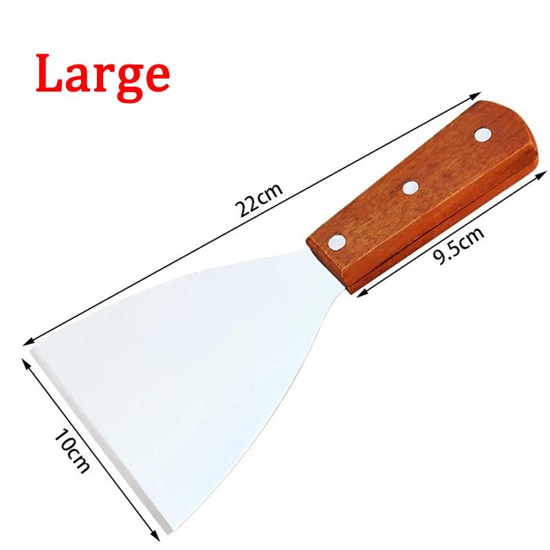 Лопатка для блинов из нержавеющей стали, совок с деревянной ручкой, столовые приборы, кухонные принадлежности, инструменты для выпечки, кондитерские изделия, кухонные принадлежности