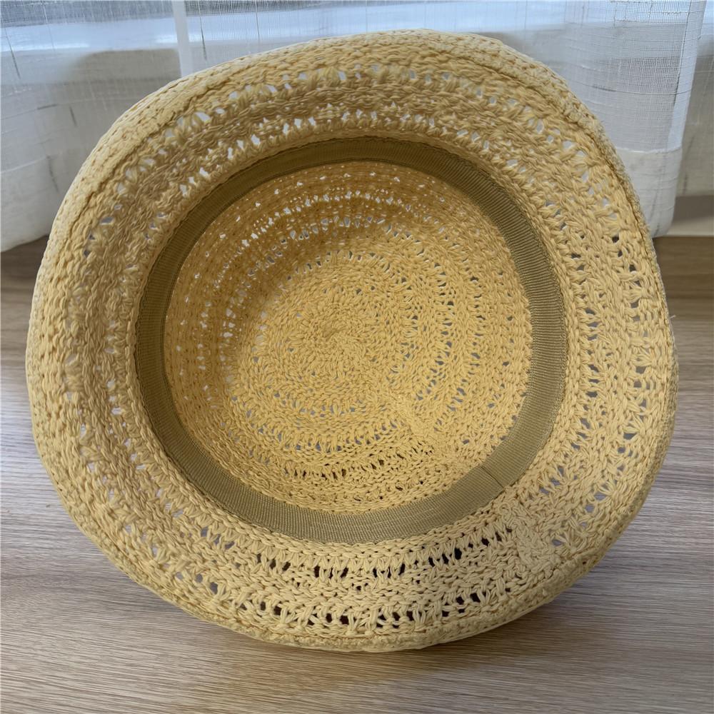 Hollow and Breathable Knitted Small Crimped Top Hat Women's Spring and Summer Face Small Plain Basin Hat Bucket Hat