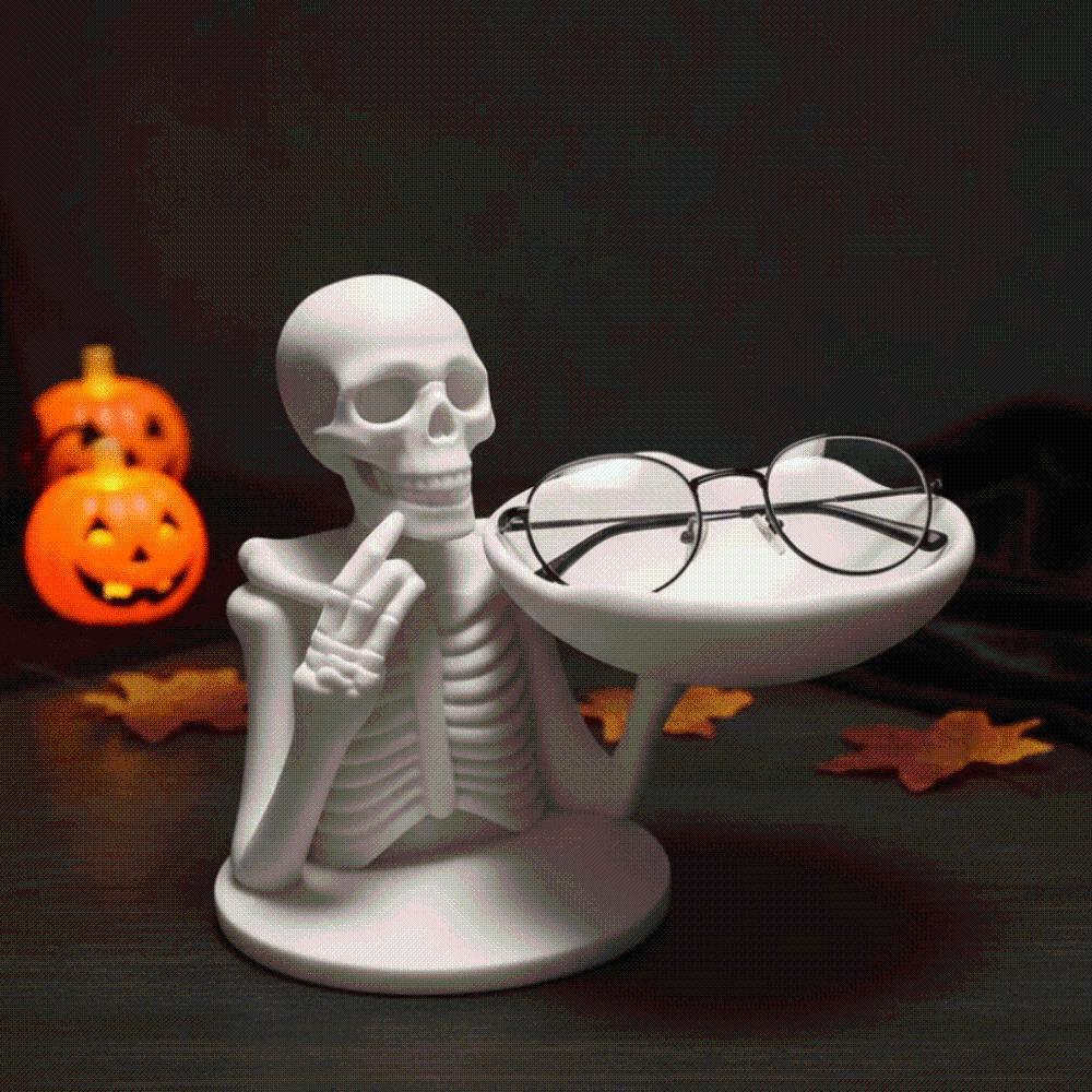 Matte White Skeleton Candy Bowl Bone Shape Spooky Jewelry Dish Skull Tray Decor Gift Seekers