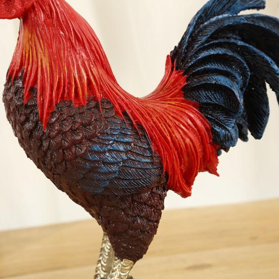 Crowing Rooster Figurine Chinese Style Cock Resin Statue Farm Animal Sculpture