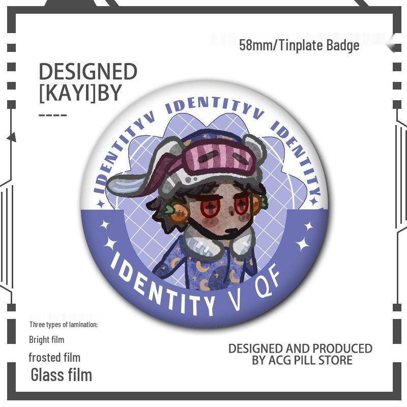 Identity V Q Version Fanmade Badges: Antique Dealer, Fisherman, Emblems, Embalmer, Prisoner, Perfumer, Laser Grains.