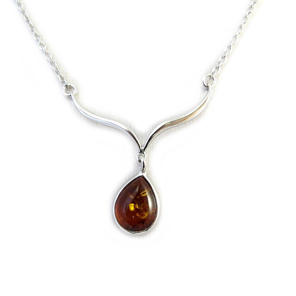 Les Trésors De Lily [N2819] - Silver Necklace 'Inspiration' Amber (rhodium-plated) - 13x11 Mm