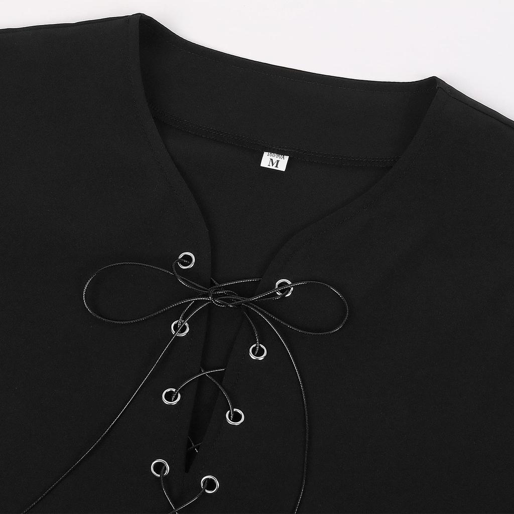 European & American Retro Medieval Costume Lace-up Shirt Cosplay Top