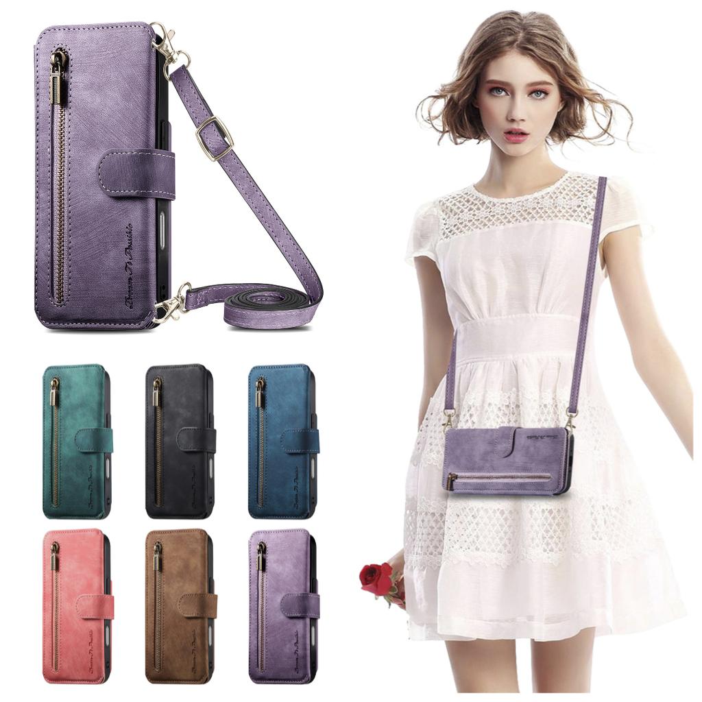 Чехол-кошелек 4-в-1 для серии iPhone XS/11/12/13/14/15/16/17 (Протектор, Держатель для карт, Сумка через плечо, Подставка)