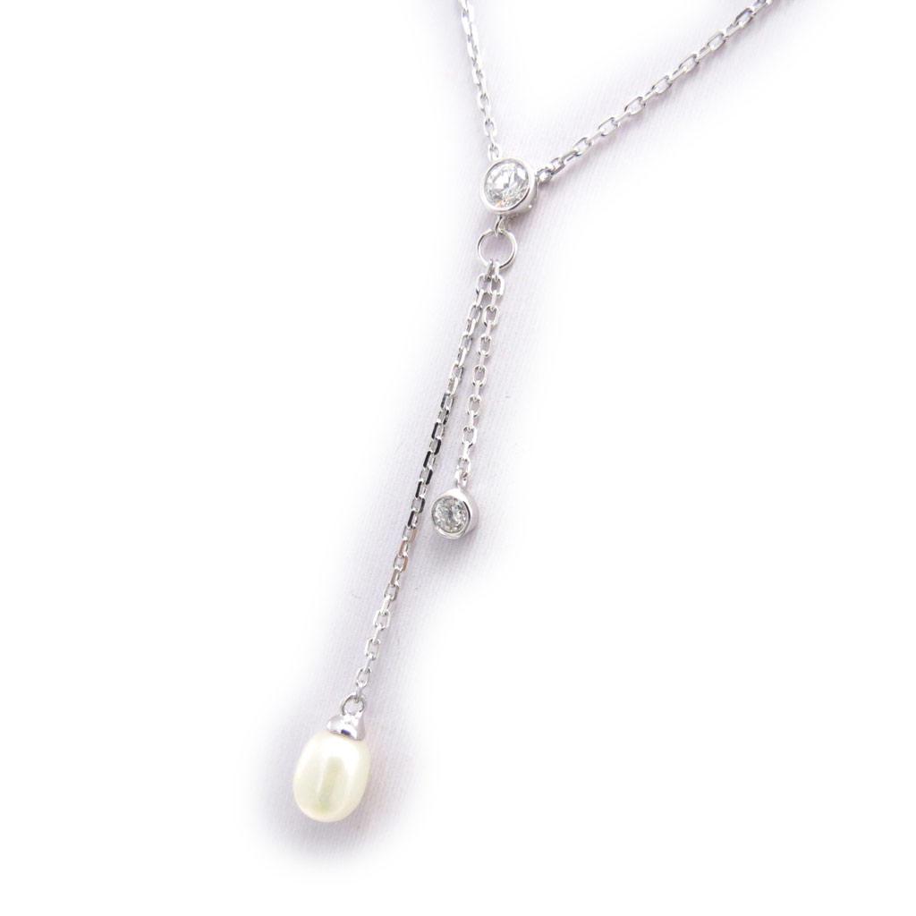 Les Trésors De Lily [J9559] - White 'Sissi' Silver Necklace