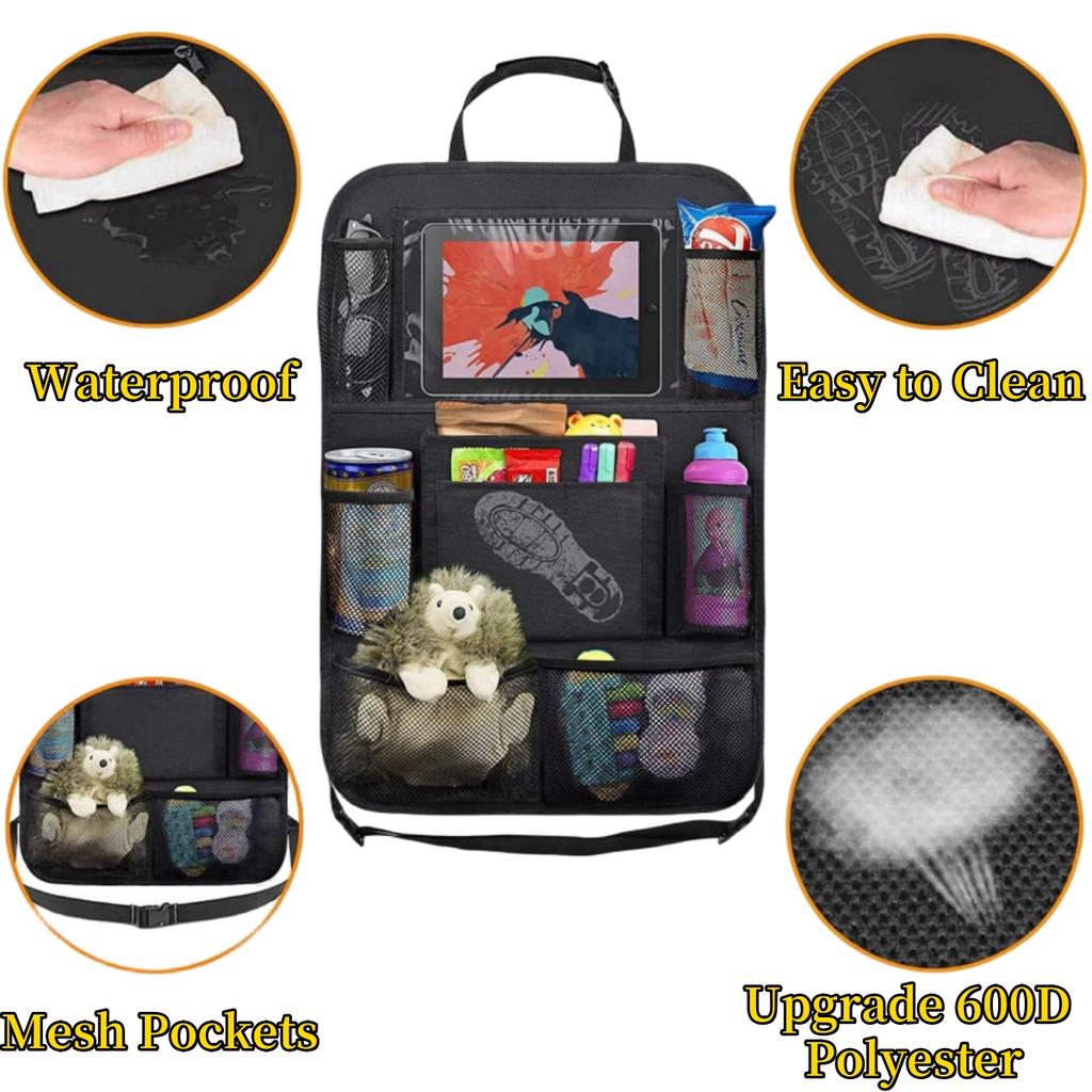 Органайзер на спинку сиденья автомобиля 10 карманов для хранения с держателем для планшета с сенсорным экраном, защитой для детей, автомобильные аксессуары