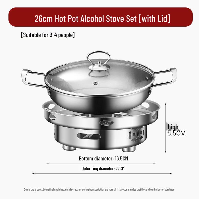 Сухой горшок-плита из нержавеющей стали: Компактная жаровня (хот-пот) на спирту для домашнего и коммерческого использования