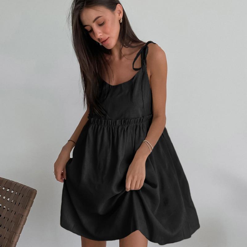 Женское летнее новое сексуальное платье Spice Girl с бретелью через шею Salt Holiday Loose Cotton A-Line Skirt