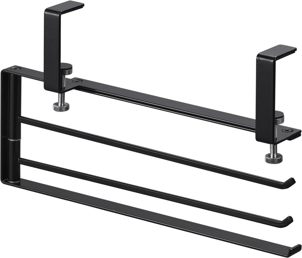 Вытяжка Yamazaki Tower, Держатель для кухонного полотенца, Регулируемое хранение Ш26 х х Просто крепится к подвесу вытяжки, Горизонтально, Черный, Размер Г3.7 В15.2см (1790 г.),