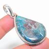 Подвеска из серебра 925 пробы с натуральным драгоценным камнем хризоколла ручной работы 2,25 дюйма p9F61