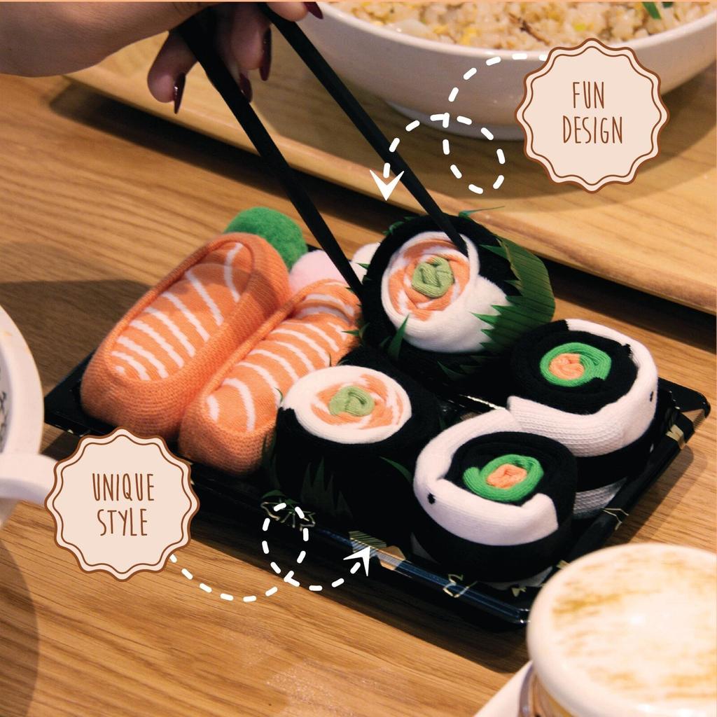 Craze-Sushi Socks In A Box, 1 Size Fits Most 3or 5 Pairs Gift For Men And Women