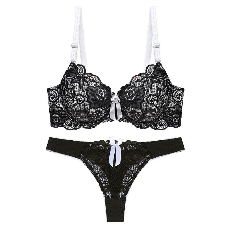 Европейские и американские женщины сексуальный комплект нижнего белья с цветными блоками комплект нижнего белья с тонкими чашечками кружева регулируемый бюстгальтер пуш-ап и стринги комплект