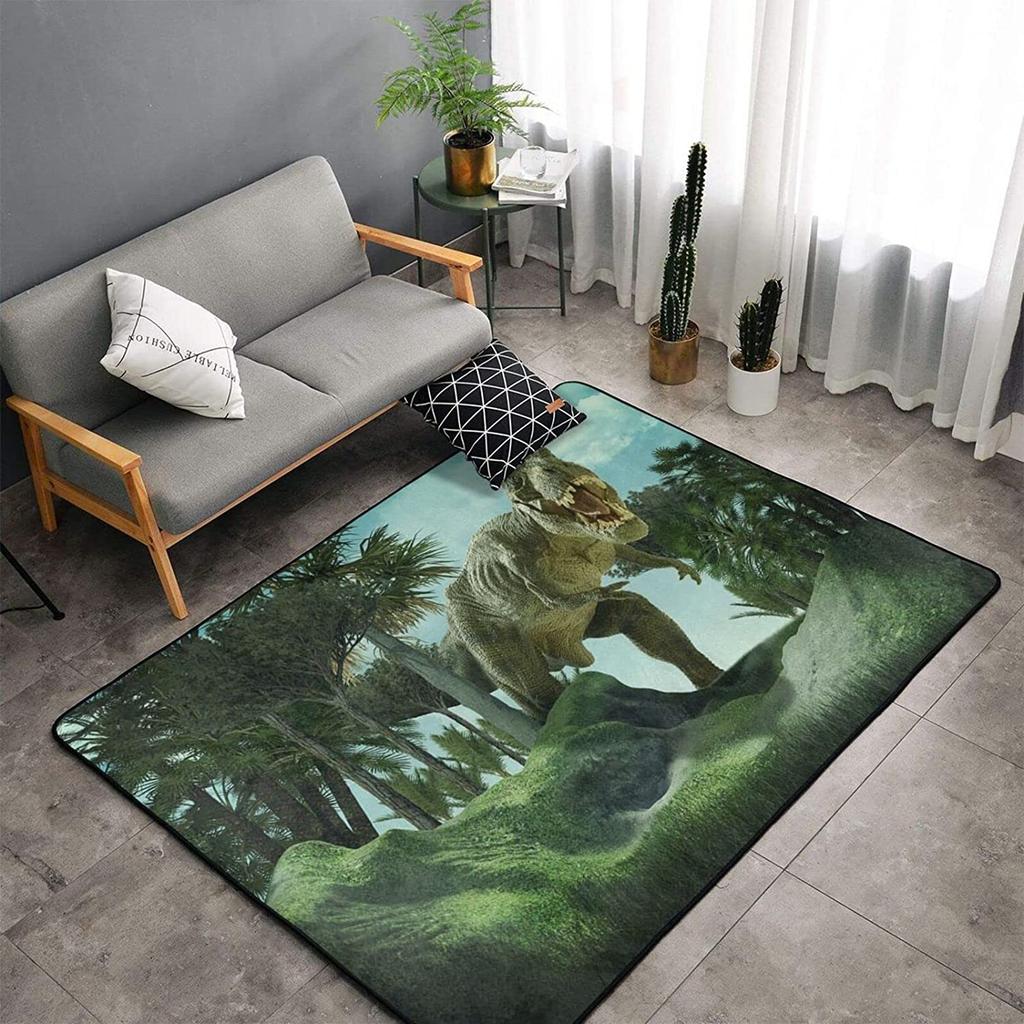 Jurassic Dinosaur Living Room Area Rug 3D Dinosaur Carpets Bedroom Rug for Boys Kids Play Mat Animal Print Rug Entrance Doormat