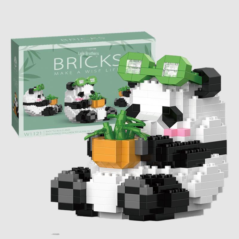 Huahua Chinese Panda Building Blocks - Compatible with Lego, Tiny Puzzle Assembly, Decorative Toys