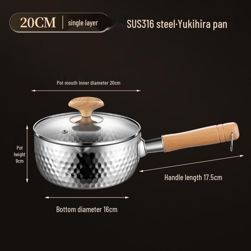 Ковш Юкихира из непокрытой нержавеющей стали – Кастрюля для детского питания и супа рамен