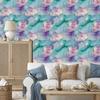Ink Wallpaper Turquoise, Blue, Purple and Light Gray 50x1000