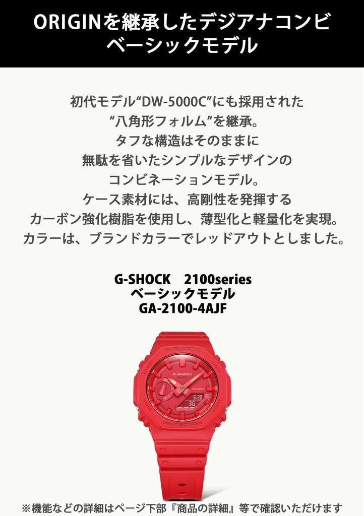 Мужские часы CASIO G-SHOCK GA-2100-4AJF с защитой Carbon Core Guard, красные, оригинальные, для внутреннего рынка Японии